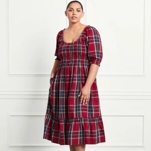 Hill House Louisa Red Plaid Midi Dress